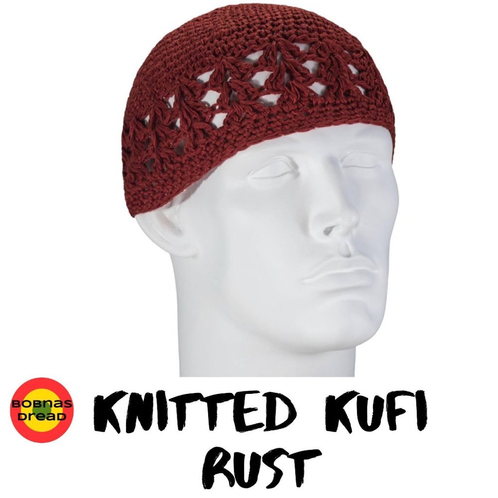 Men's Knitted Kufi Cap - Rust Orange